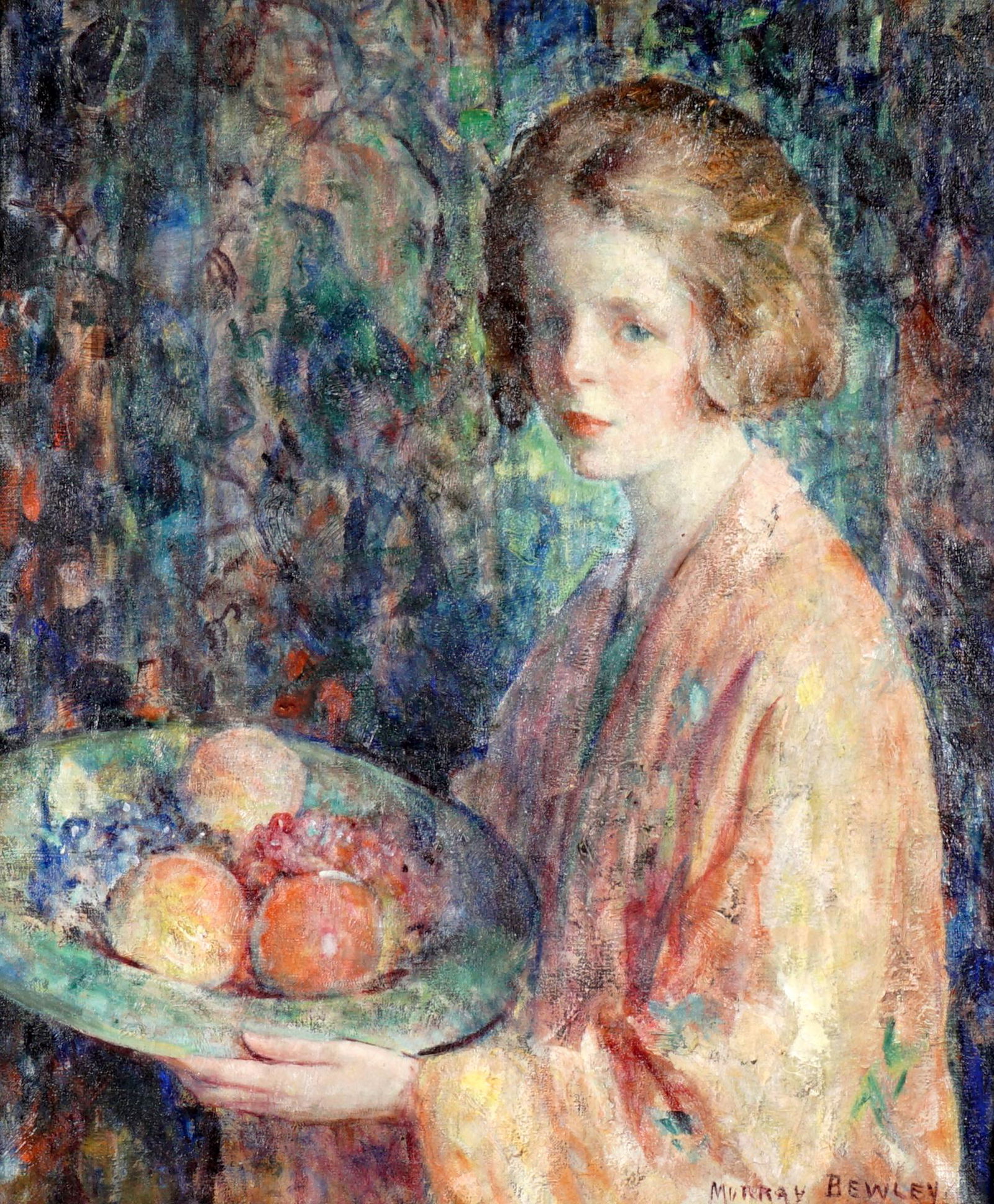 Murray Bewley Woman with Bowl of Fruit Painting (1 of 9)