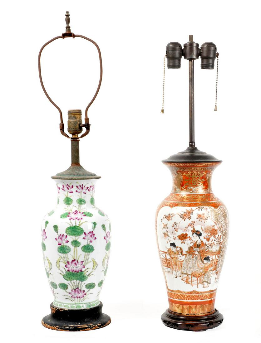 Two Antique Asian Vases Mounted as Lamps (1 of 8)