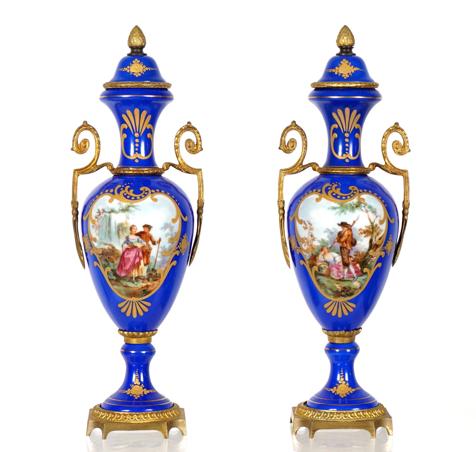Pair French Sevres Style Porcelain Garniture Set (1 of 15)