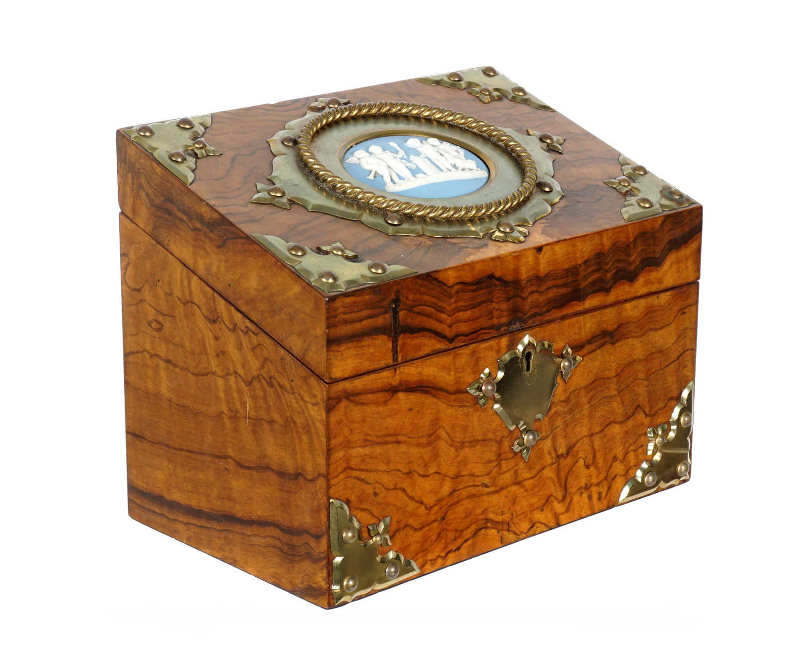 Antique Burlwood, Bronze and Jasperware Box (1 of 13)