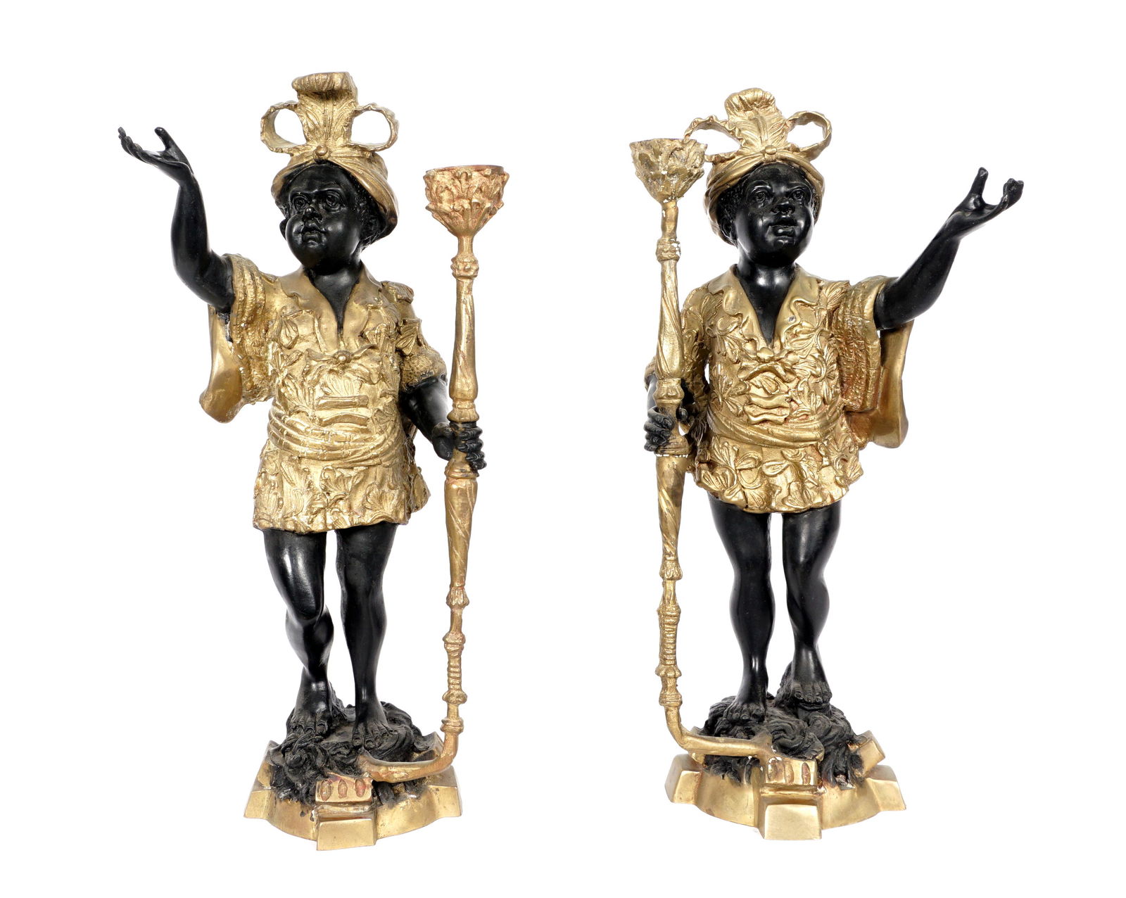 Pair Bronze Blackamoor Children Candlesticks (1 of 7)