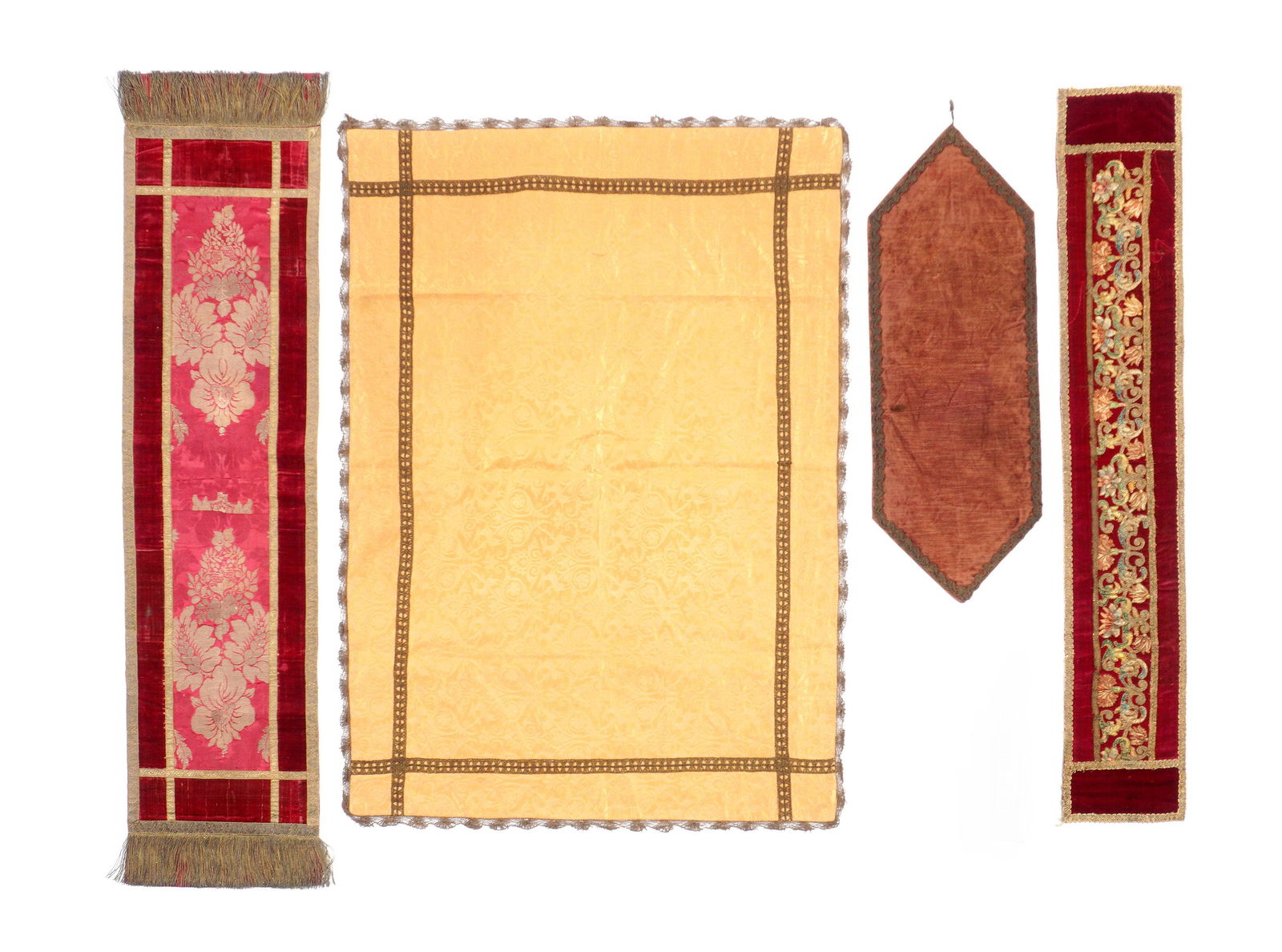 Four Antique Italian Textile Table Runners & Cloth (1 of 8)