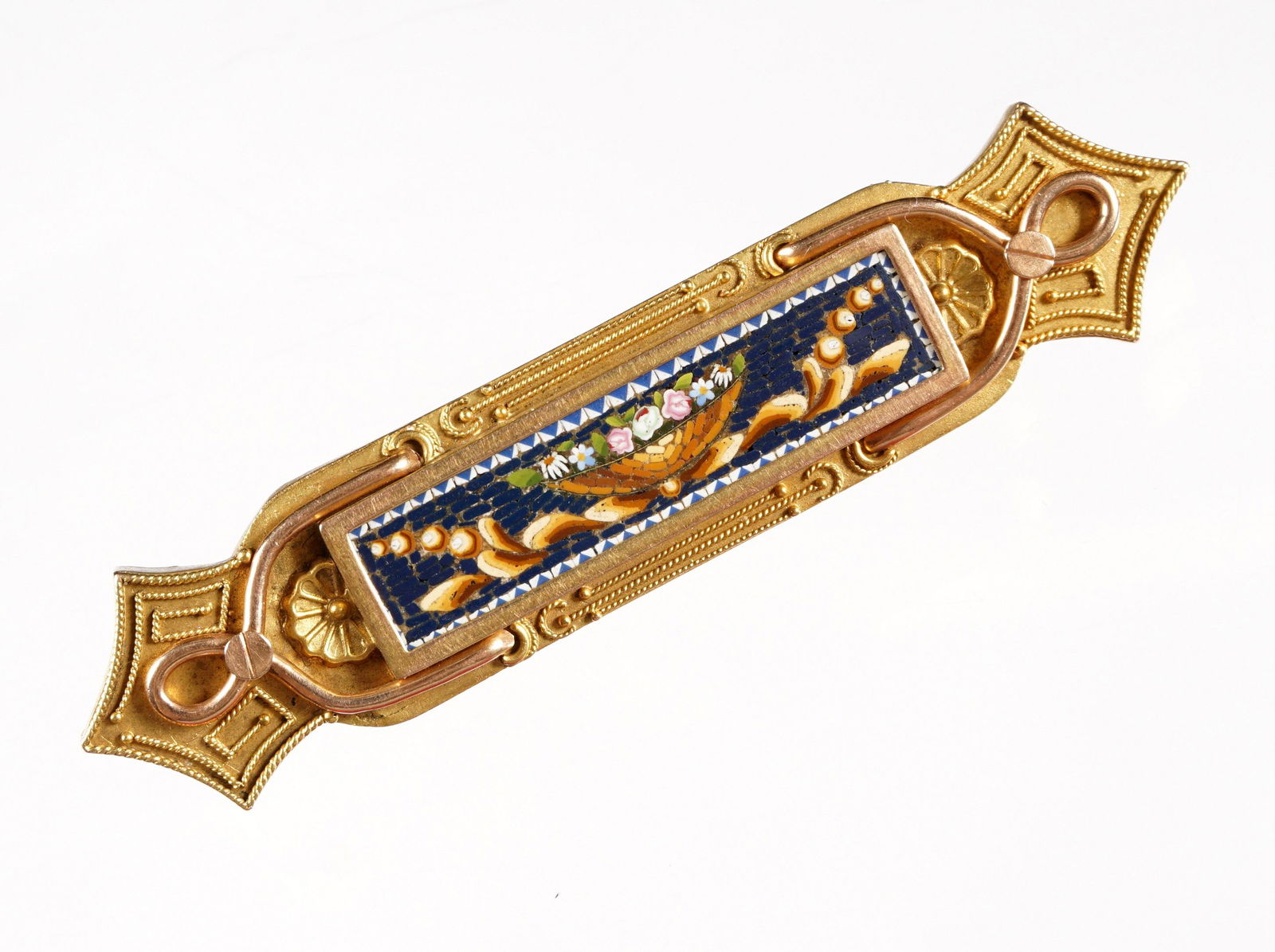 18k Italian Gold Micro Mosaic Bar Pin (1 of 8)