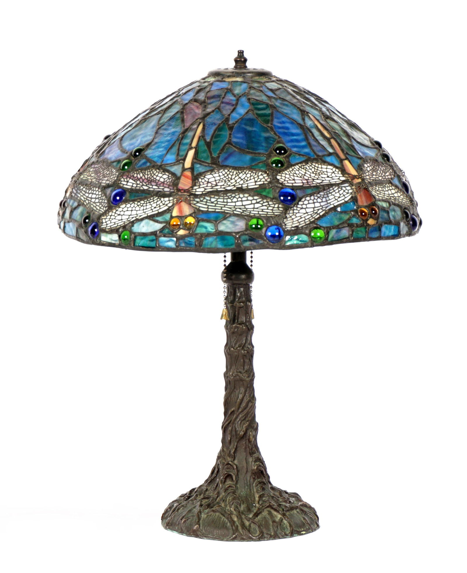 Tiffany Style Blue Dragonfly Leaded Glass Lamp (1 of 12)
