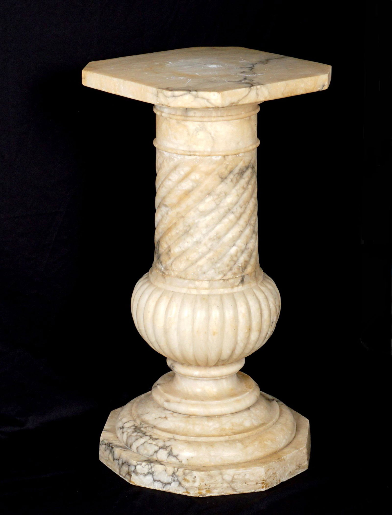 Carved Alabaster Pedestal / Plant Stand (1 of 10)
