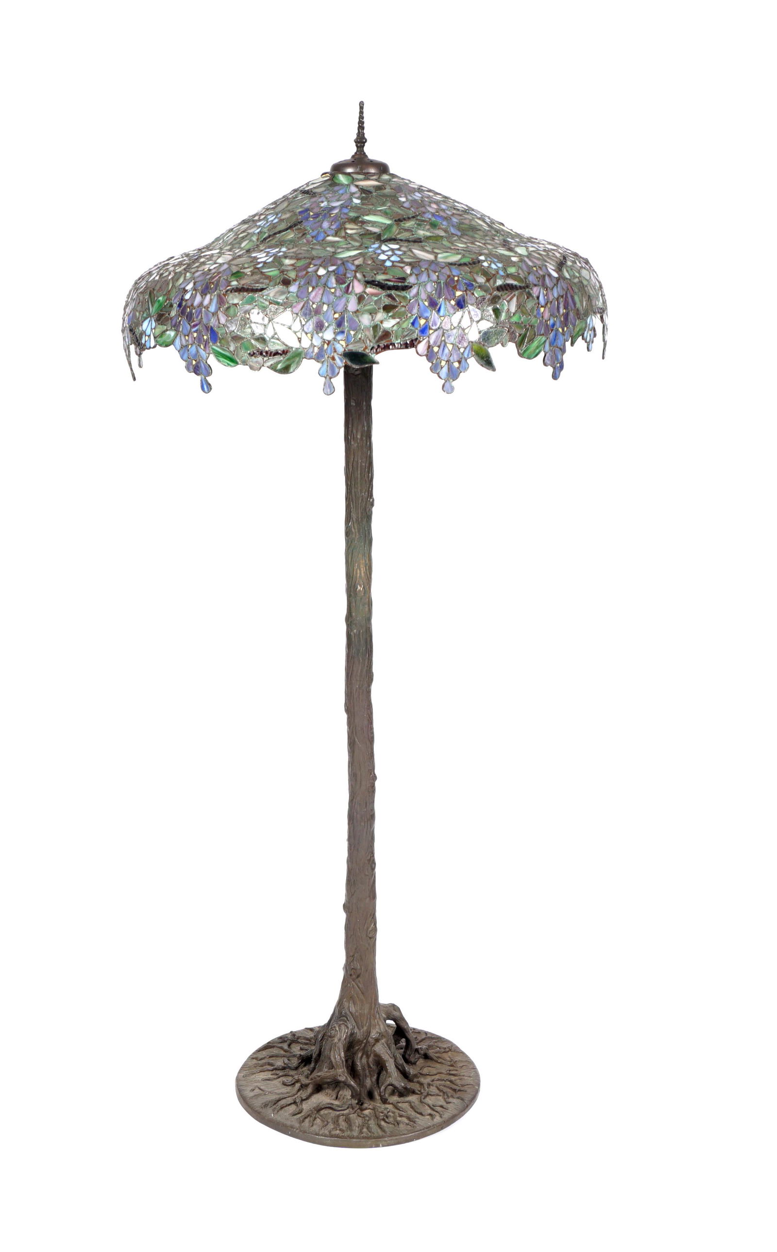 Tiffany Style Floral Leaded Glass Floor Lamp (1 of 7)