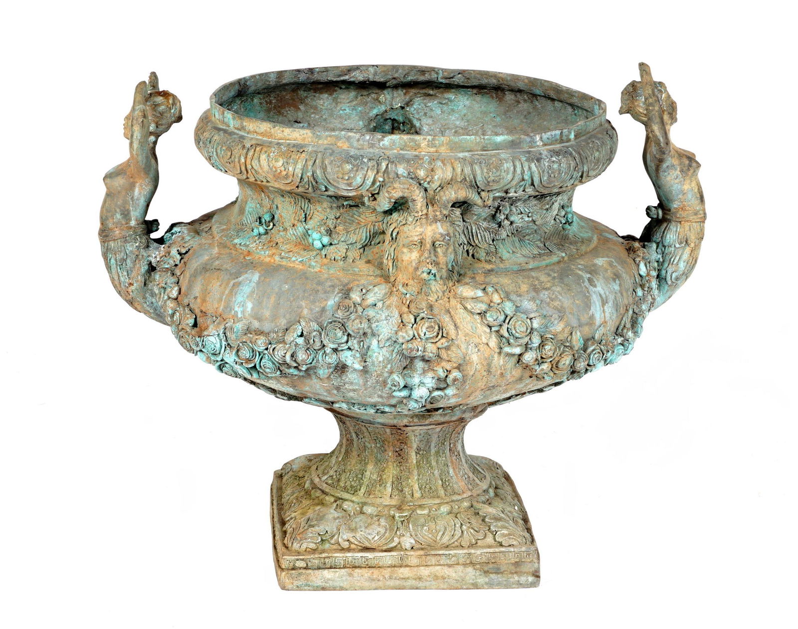 Figural Maiden Handle Bronze Garden Urn (1 of 6)