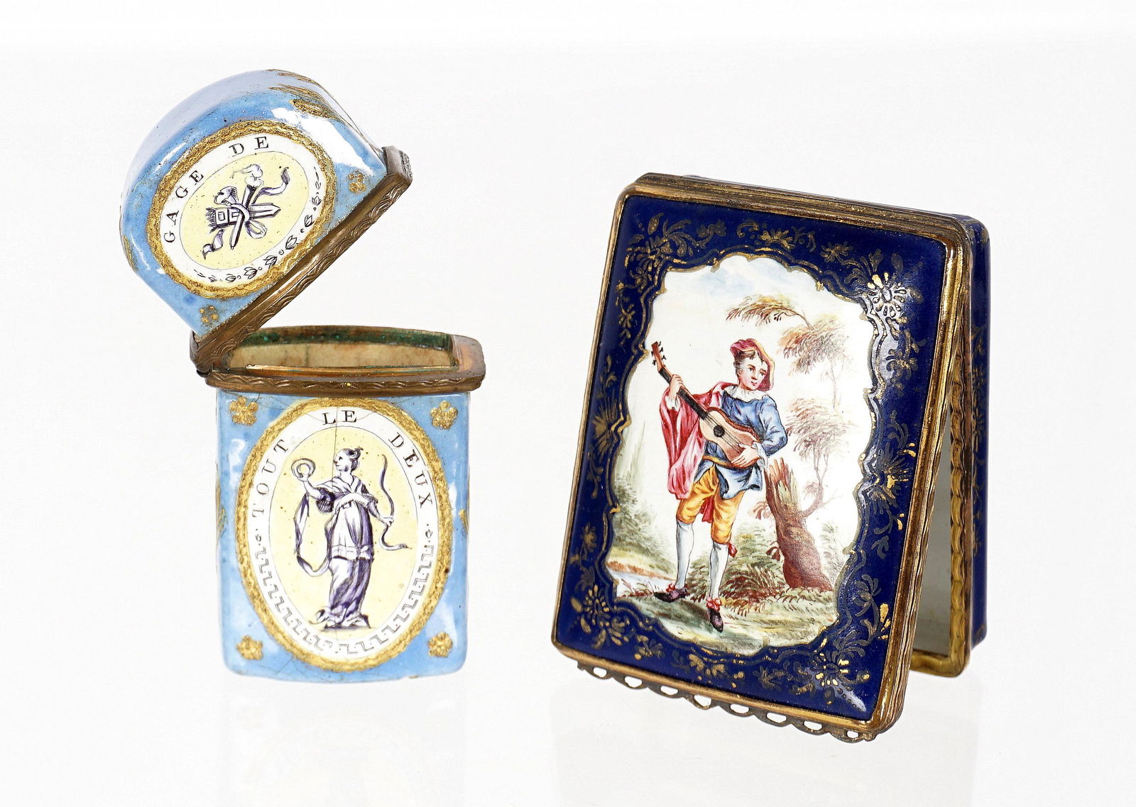 Two Antique Enamel Etui Boxes one for Snuff one for Perfume (1 of 14)