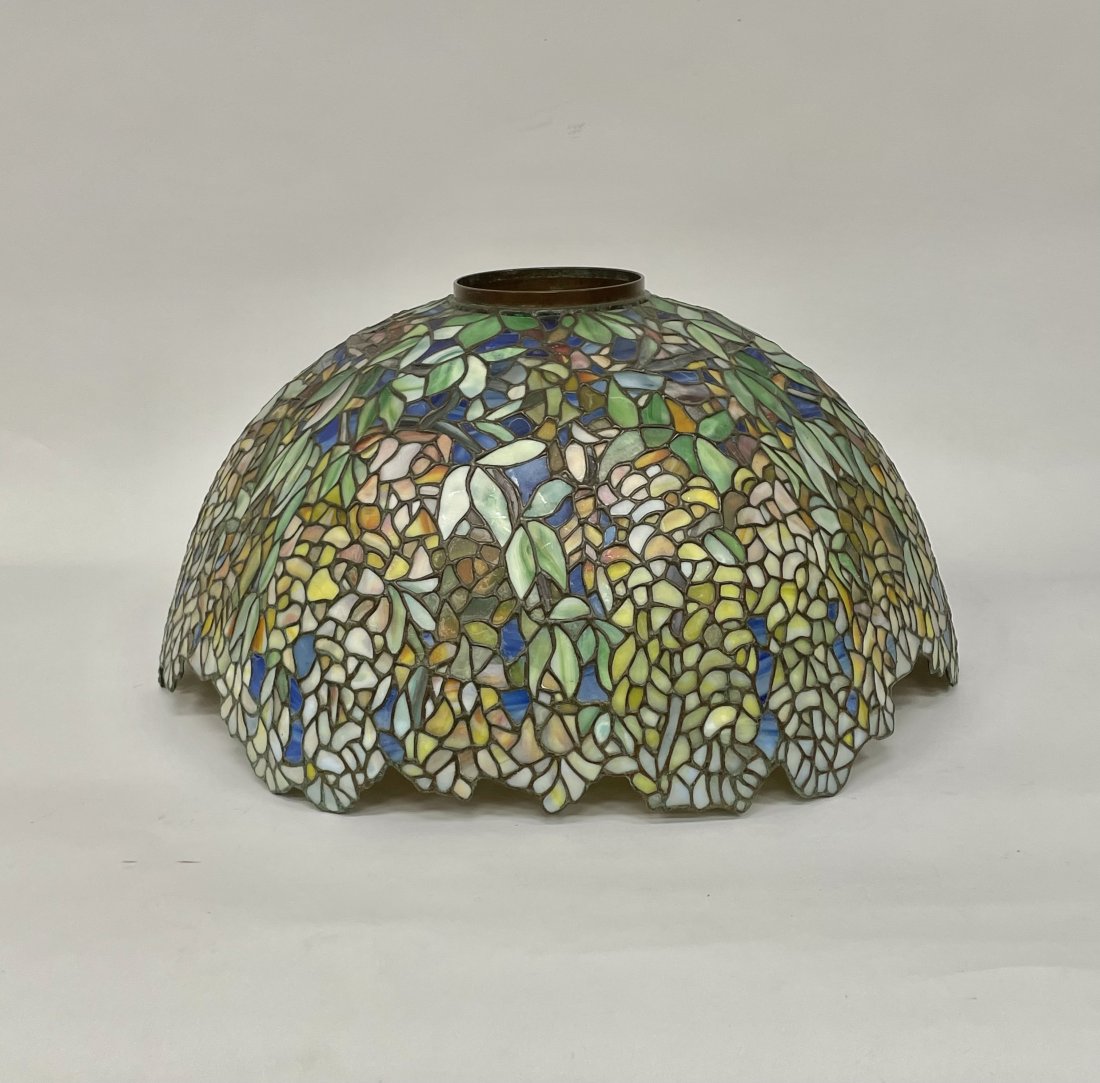Large Tiffany Style Floral Leaded Glass Shade (1 of 3)