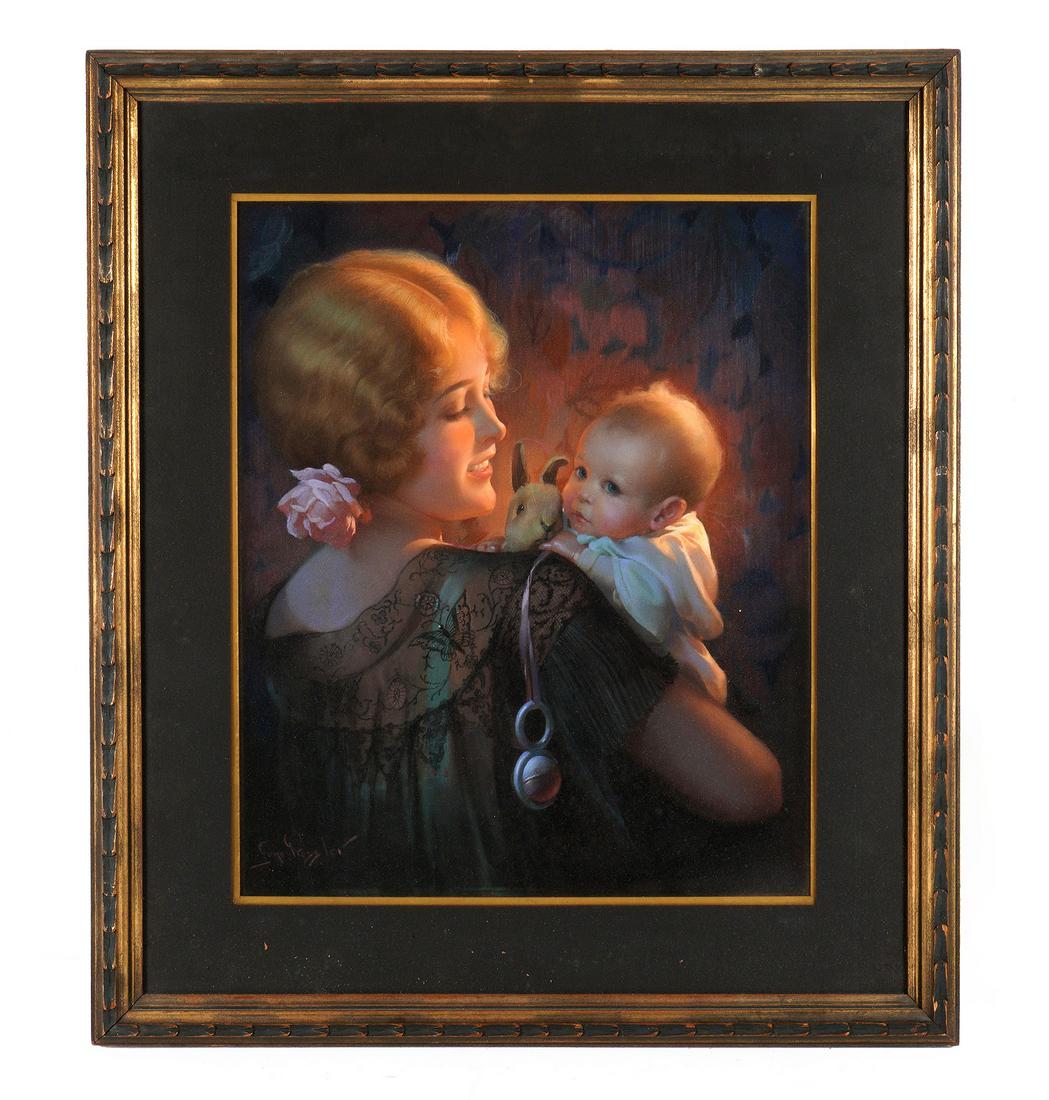 Gene Pressler Mother and Child Pastel Painting (1 of 5)