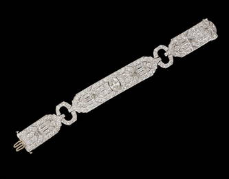 Impressive Platinum and Diamond Art Deco Bracelet