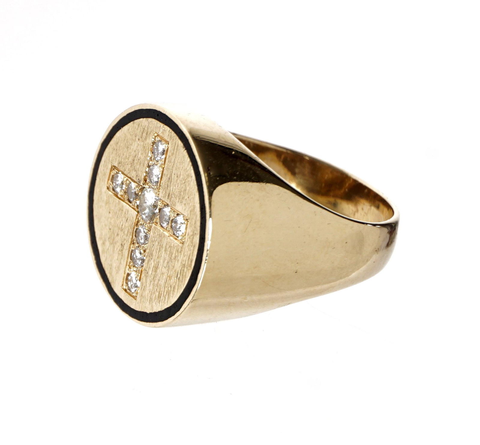 14k Gold and Diamond Signet Cross Ring (1 of 7)