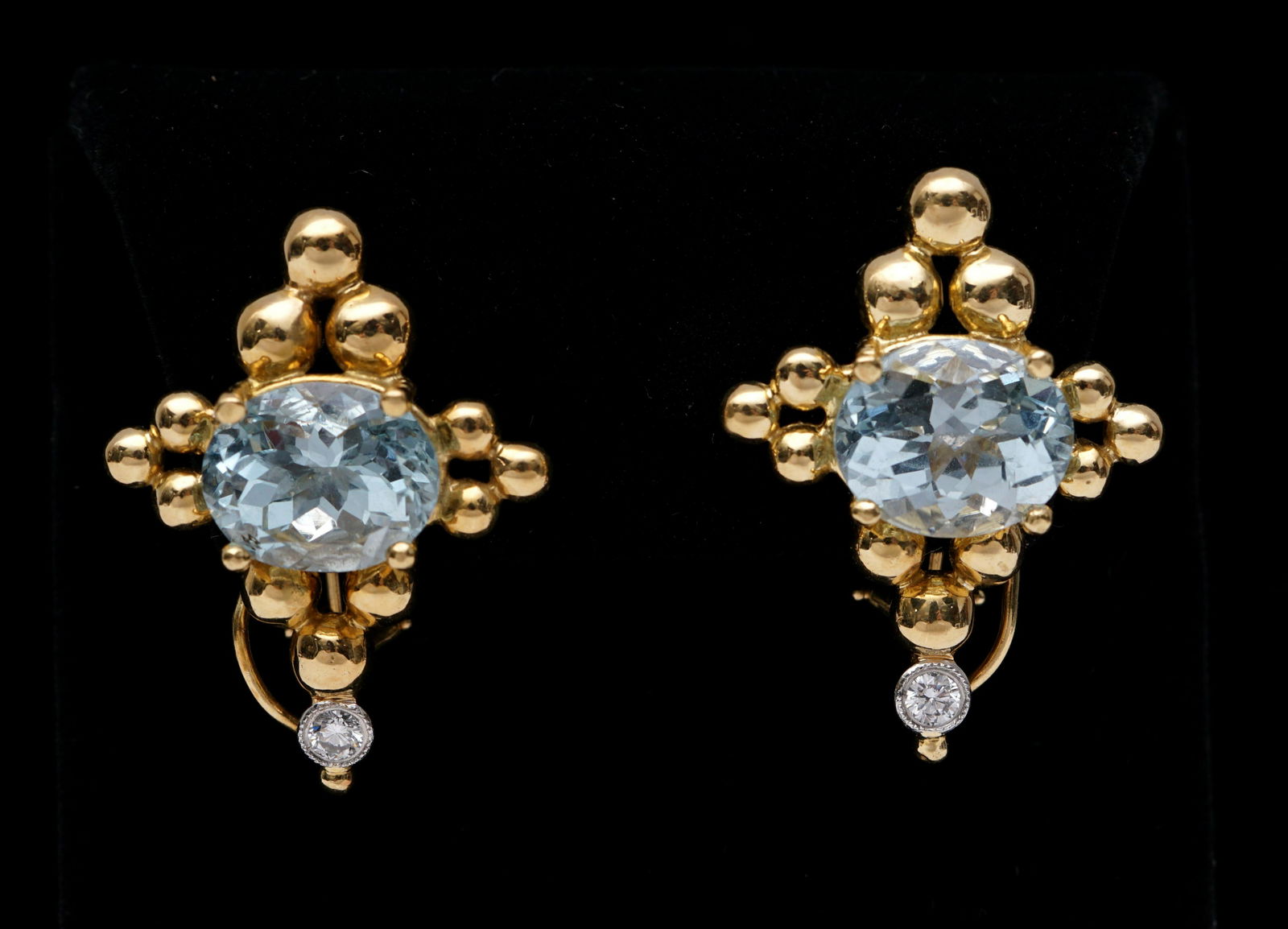 Pair Featherstone 18k Aquamarine Diamond Earrings (1 of 10)