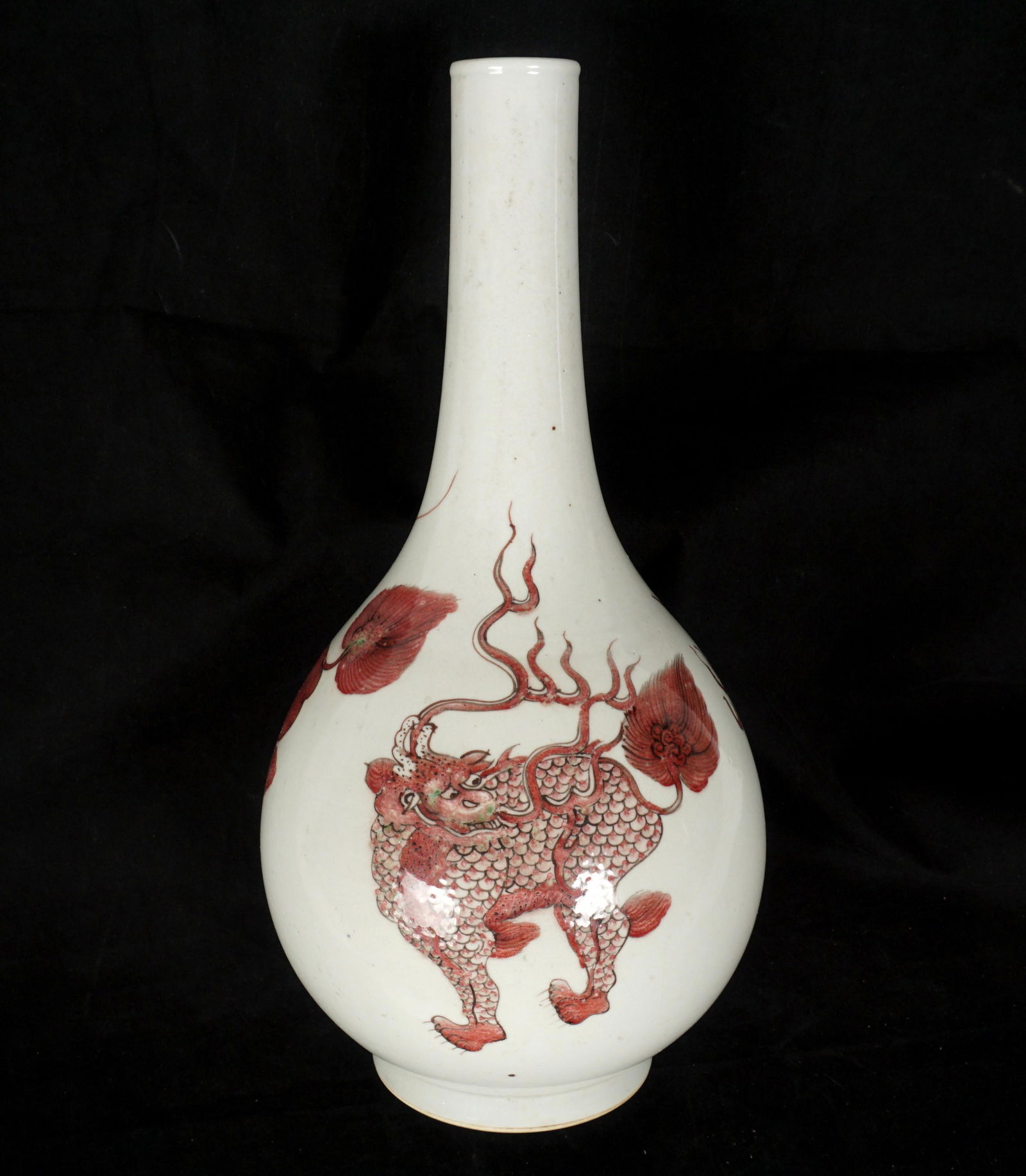 Chinese Copper Red Qilin Porcelain Bottle Vase (1 of 11)