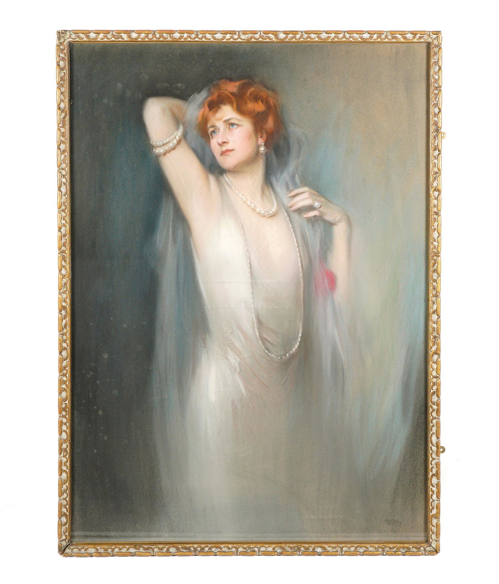 Large Pastel Portrait of a Red Headed Beauty (1 of 5)