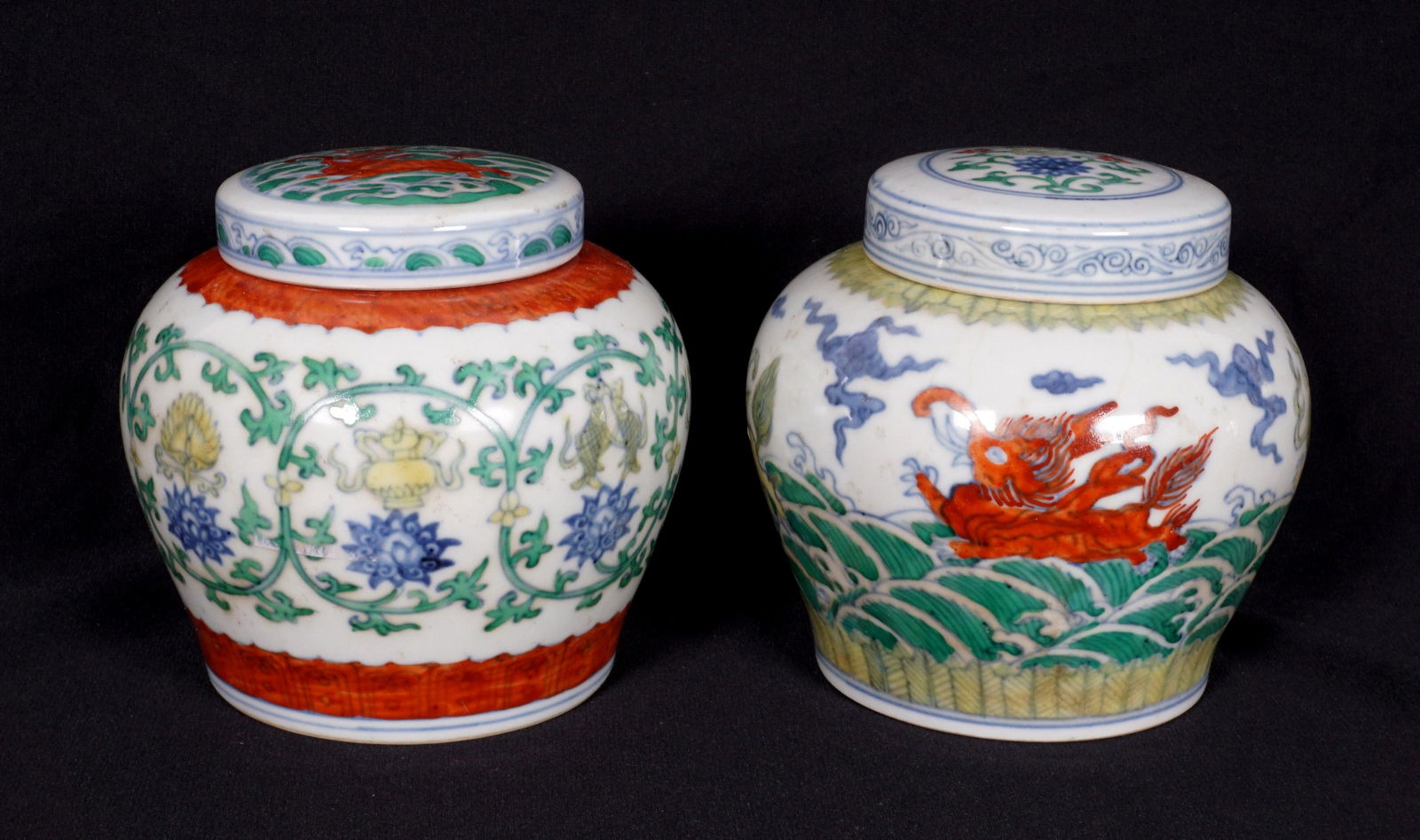 Two Chinese Ducai Porcelain Covered Jars (1 of 10)