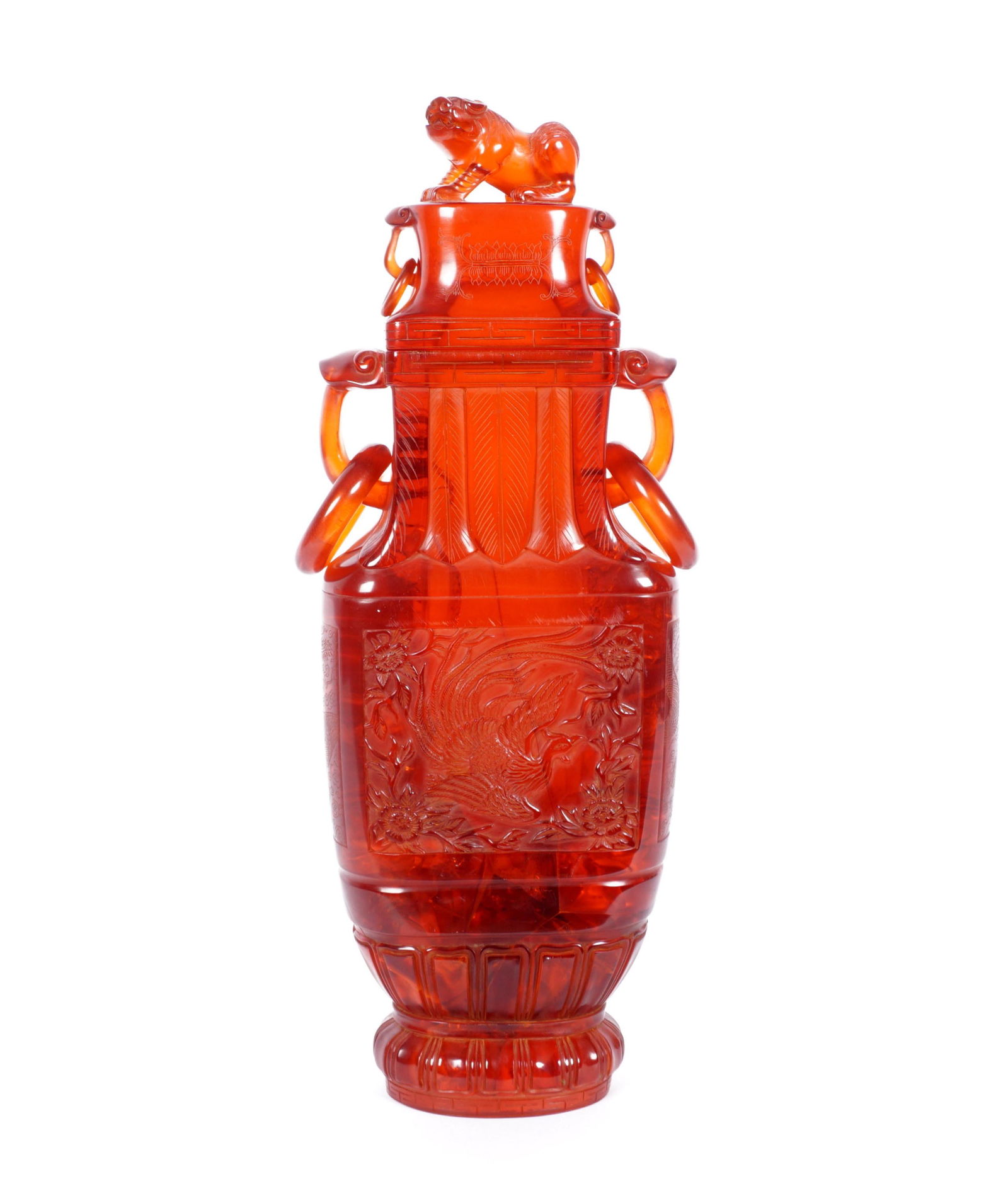Chinese Cherry Amber Covered Vase (1 of 12)