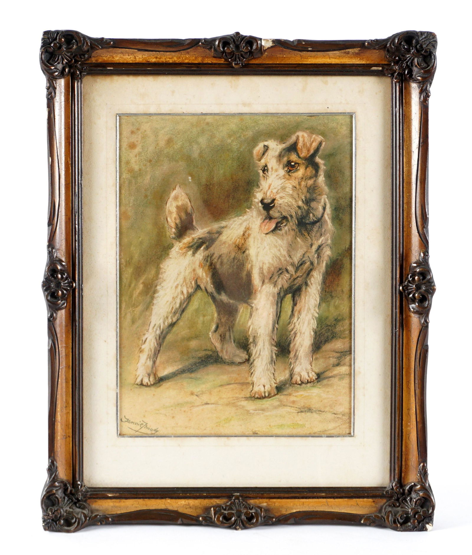 Fannie Moody Wire Fox Terrier Mixed Media Painting (1 of 6)