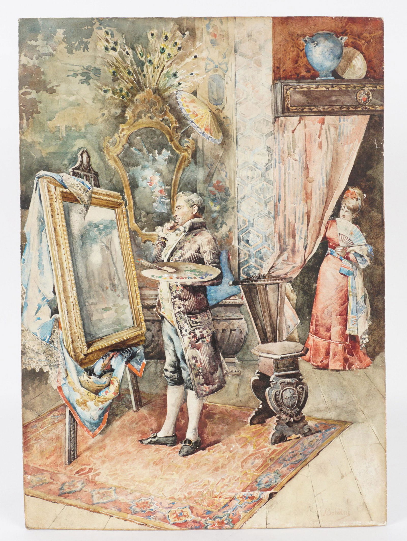 attrib. Giovanni Boldini Artist Studio Watercolor (1 of 7)