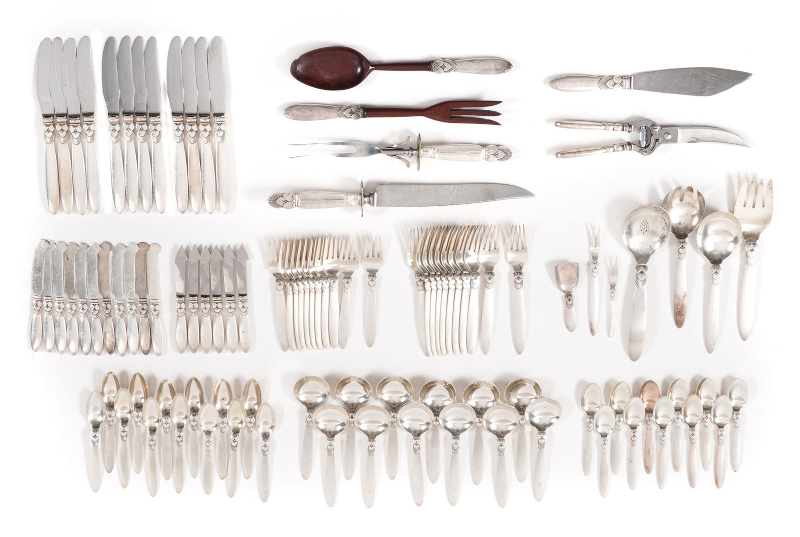 94 pc. Georg Jensen Cactus Sterling Flatware Set (1 of 9)