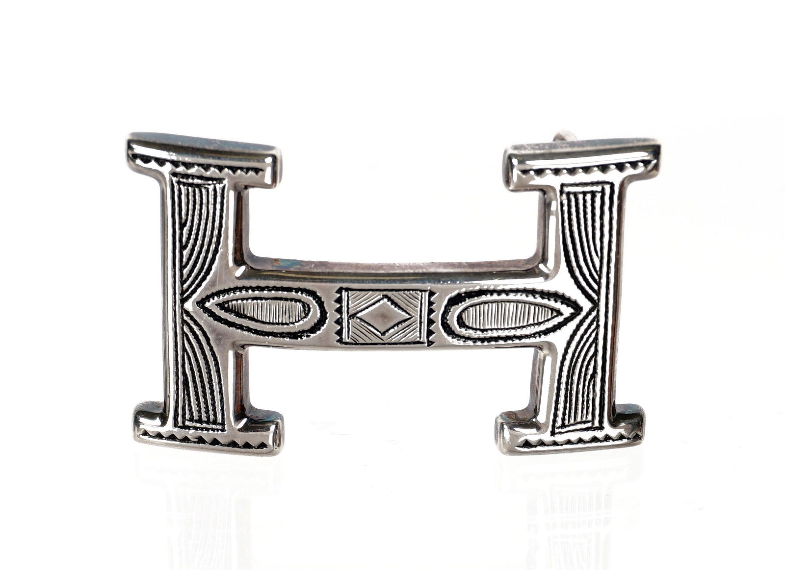 Hermes Touareg H Sterling Silver Belt Buckle (1 of 7)