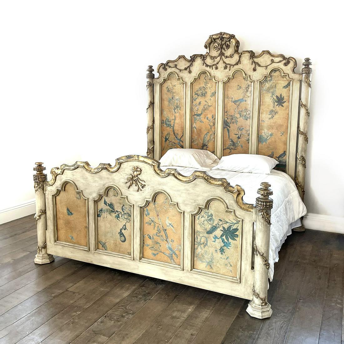 Custom French Paint Decorated King Size Bed (1 of 7)