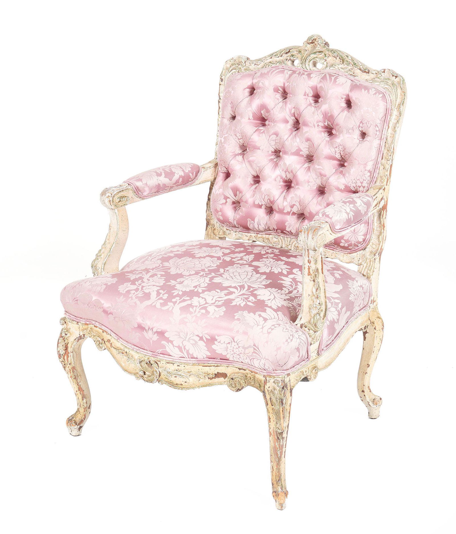 French Carved and Painted Fauteuil Arm Chair (1 of 9)