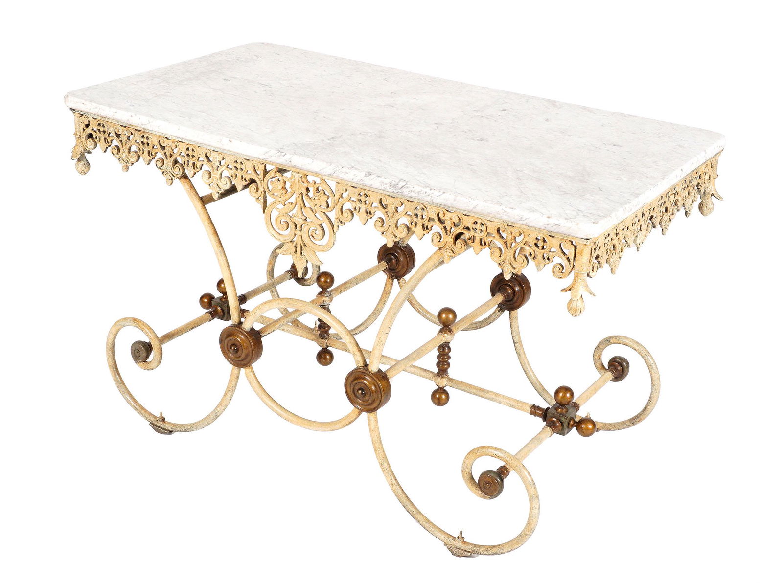 French Marble Top Wrought Iron Bakers Table (1 of 7)