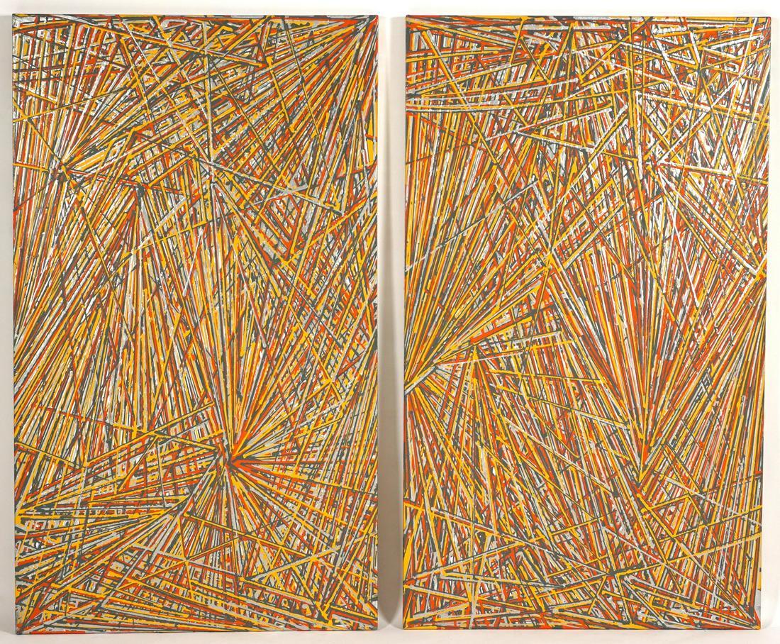 2002 Daniel Feingold Warped Space Diptych Painting (1 of 7)