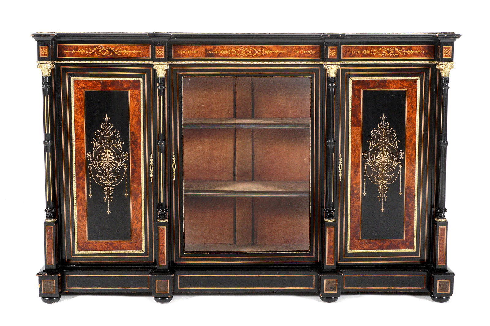 Victorian Ebonized Marquetry Inlaid Credenza (1 of 7)