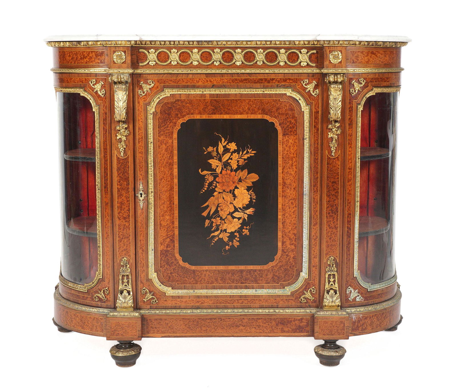 Victorian Ormolu Mounted Burl Wood Credenza (1 of 11)