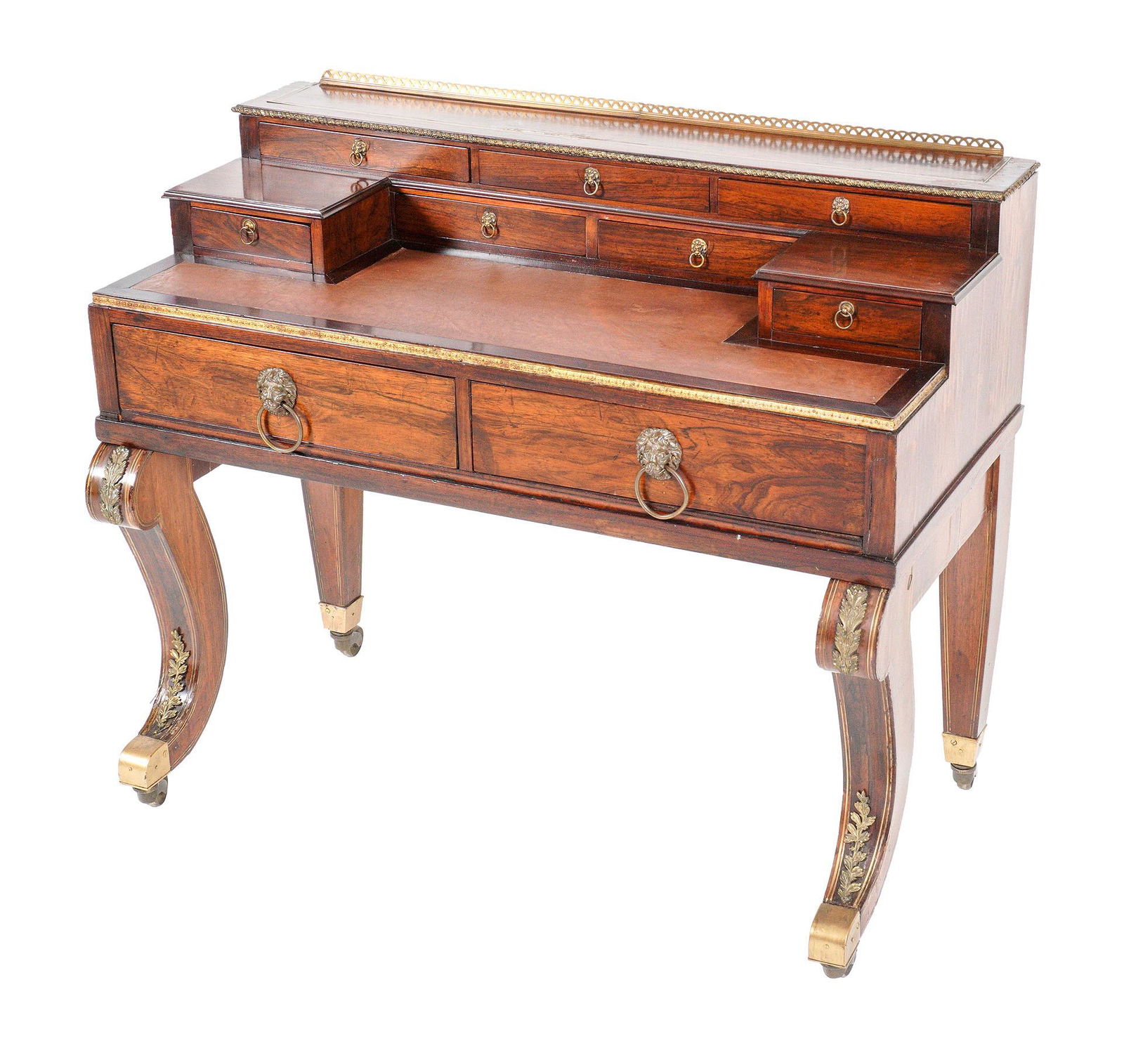 Brass Inlaid Rosewood Empire Desk (1 of 9)