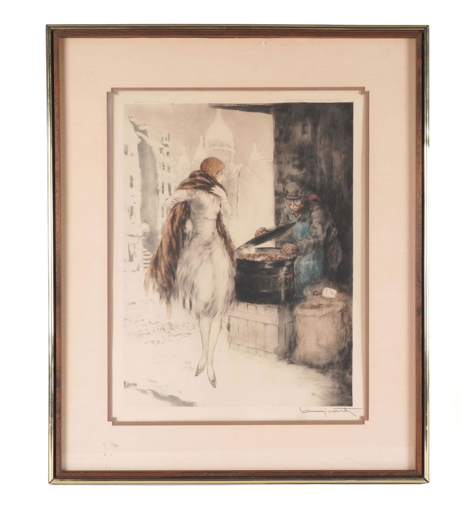 Louis Icart Chestnut Vendor Etching (1 of 7)