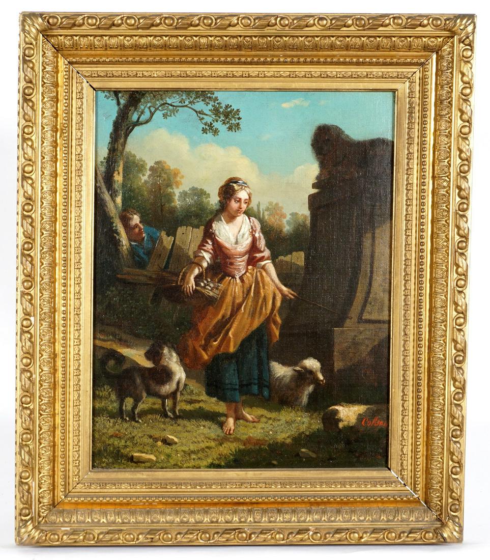 Guillaume Francois Colson Woman and Sheep Painting (1 of 6)