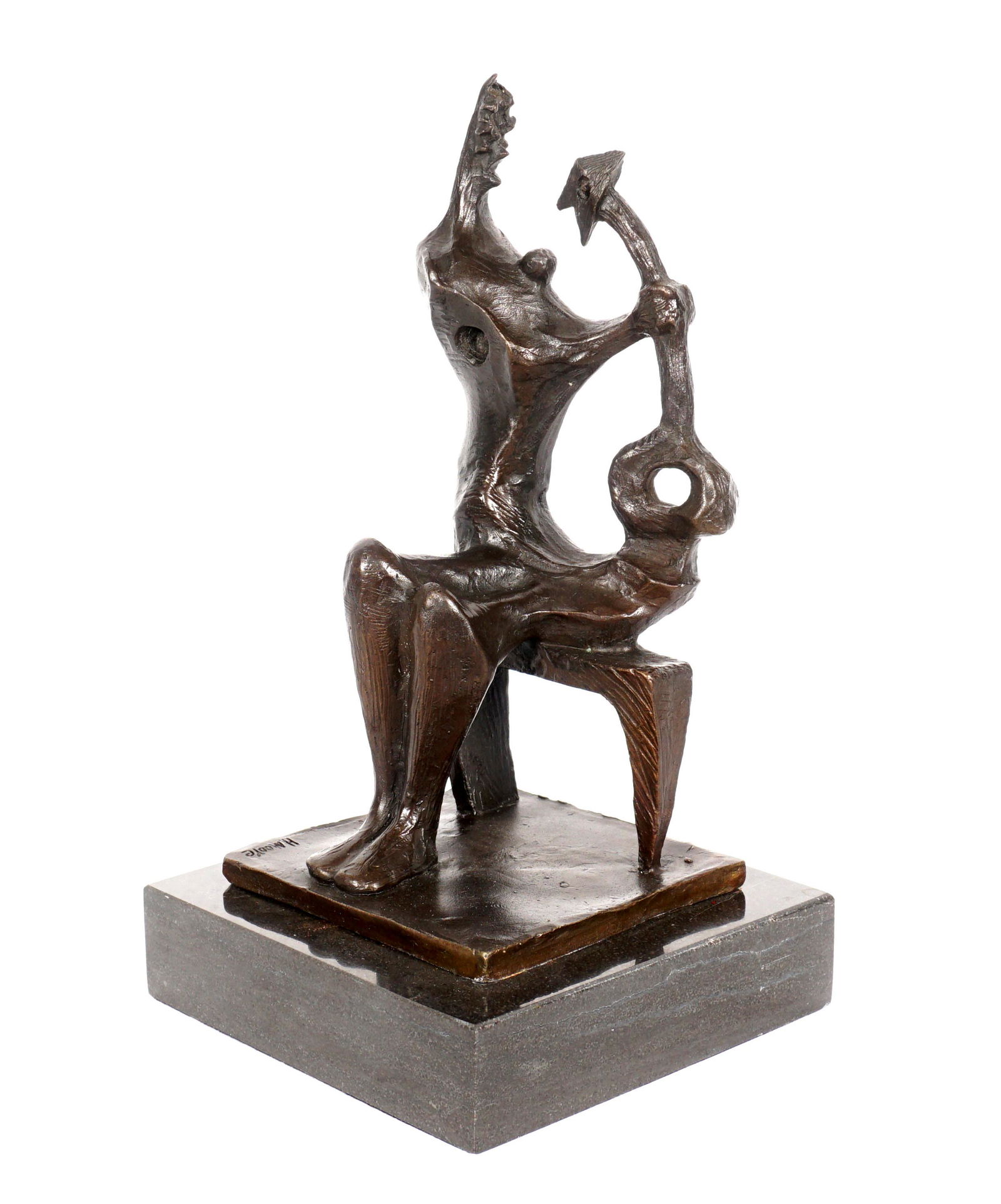 after Henry Moore Seated Figure with Animal Bronze (1 of 11)