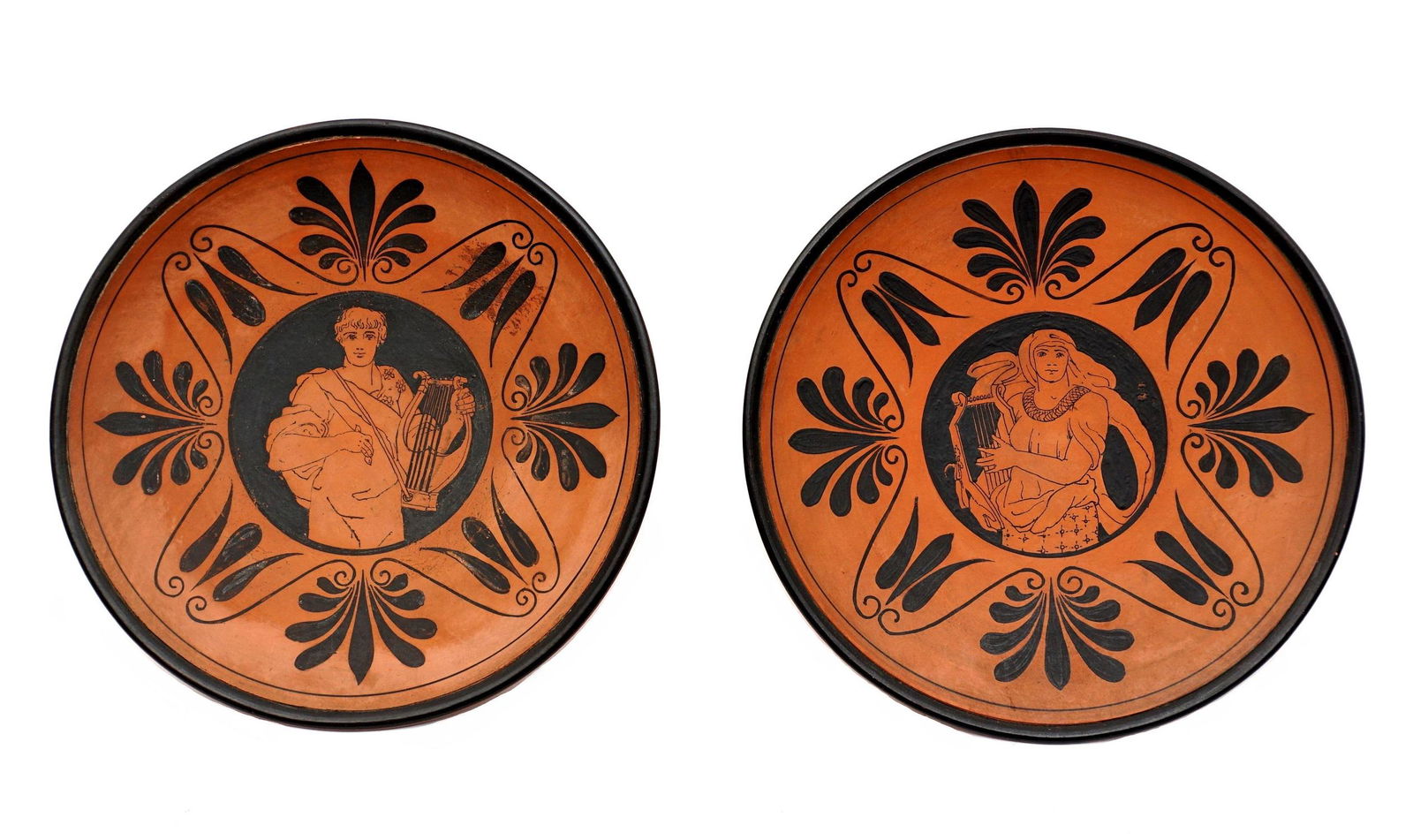 Pair Giustiniani Style Red Figure Dessert Plates (1 of 3)