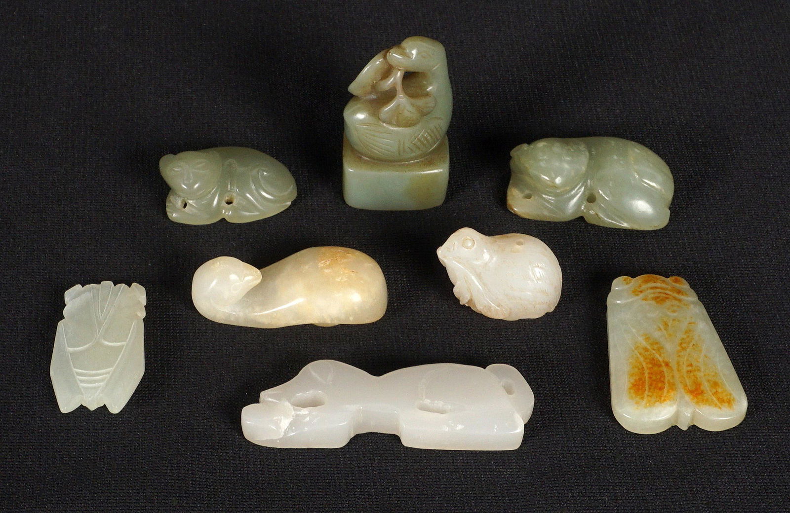 Eight Piece Chinese Carved Jade Miniature Animals (1 of 16)