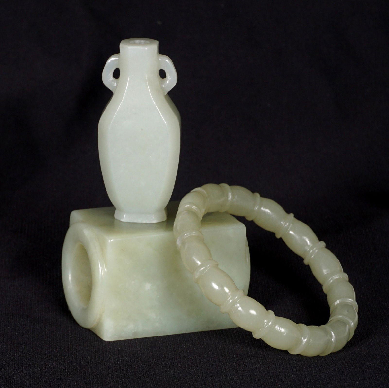 Three Piece Chinese Carved Jade Items (1 of 16)