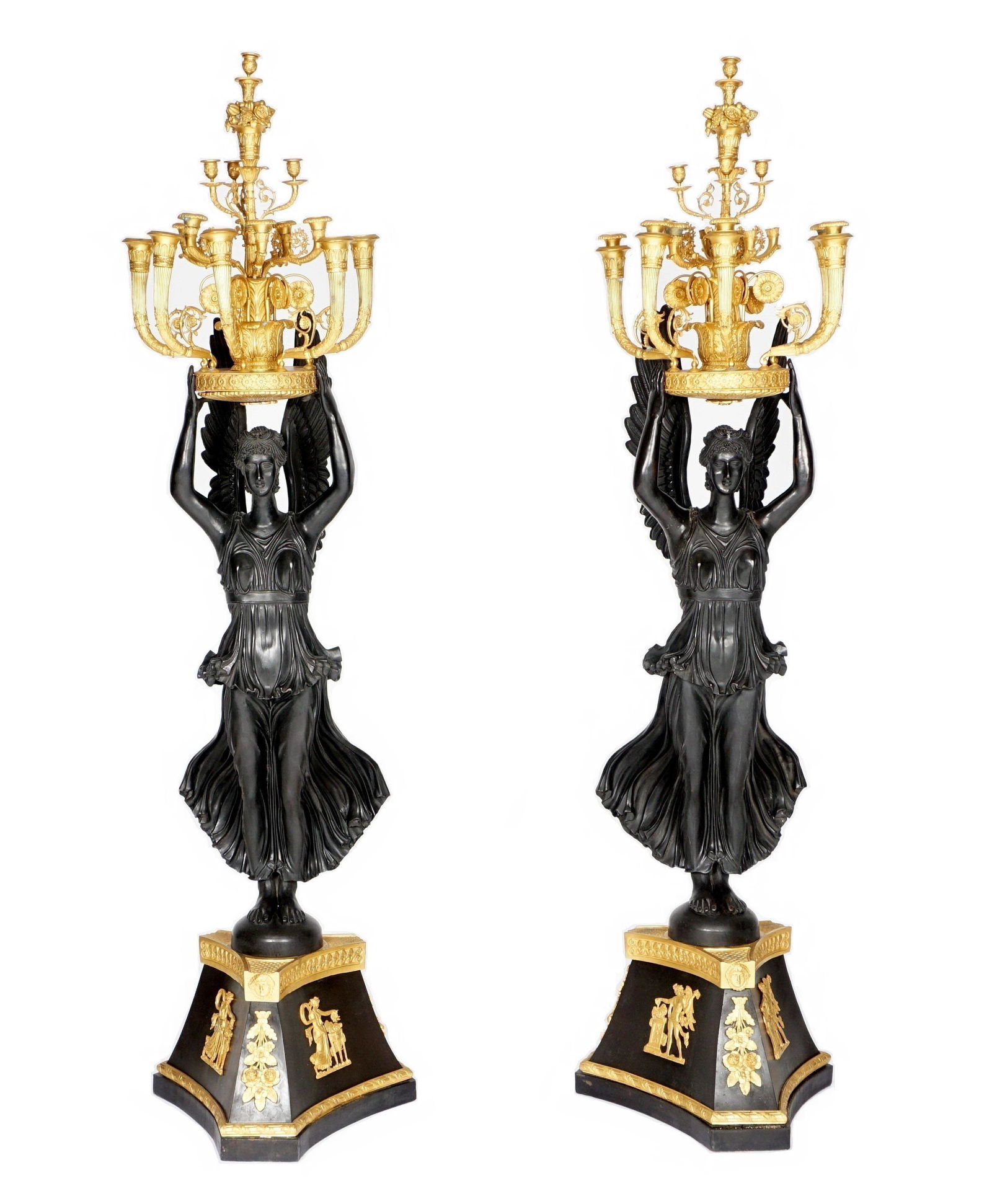 Pair Life Size French Empire Bronze Angel Candelabra (1 of 16)