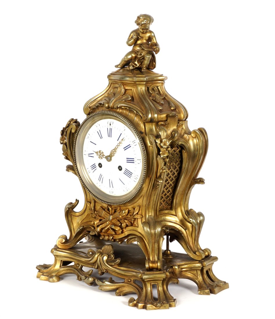 Bronze Louis XV Style Tiffany & Co Figural Clock (1 of 12)