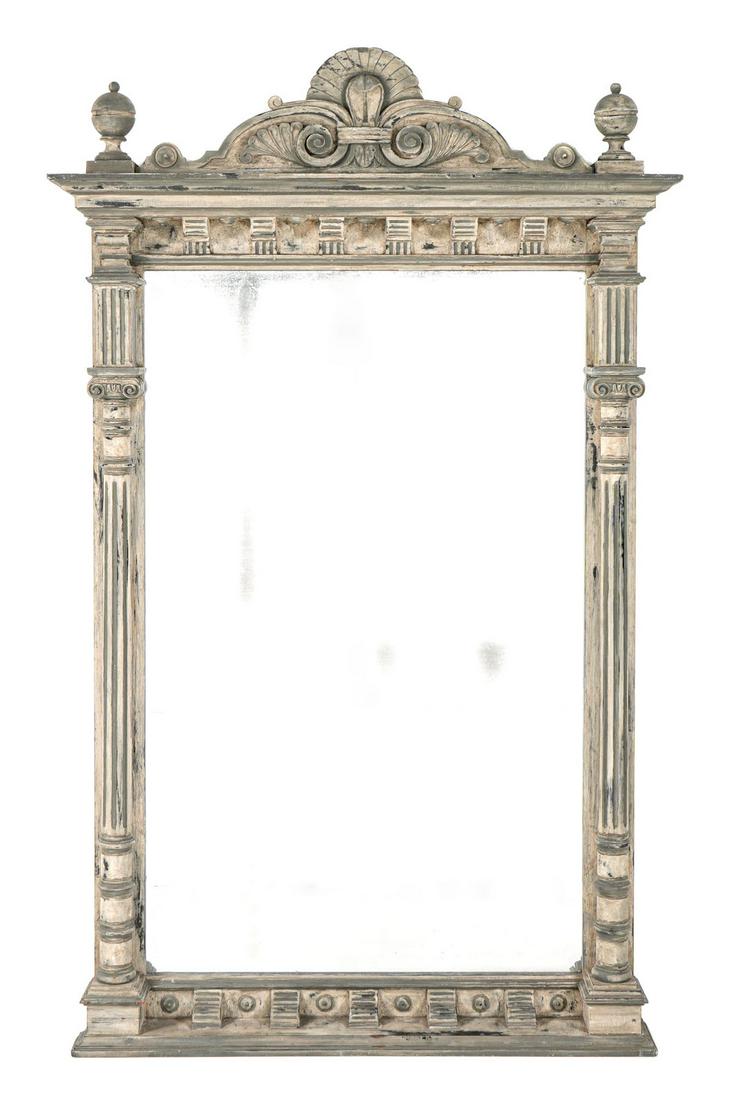 Large French Carved and Painted Overmantle Mirror (1 of 7)