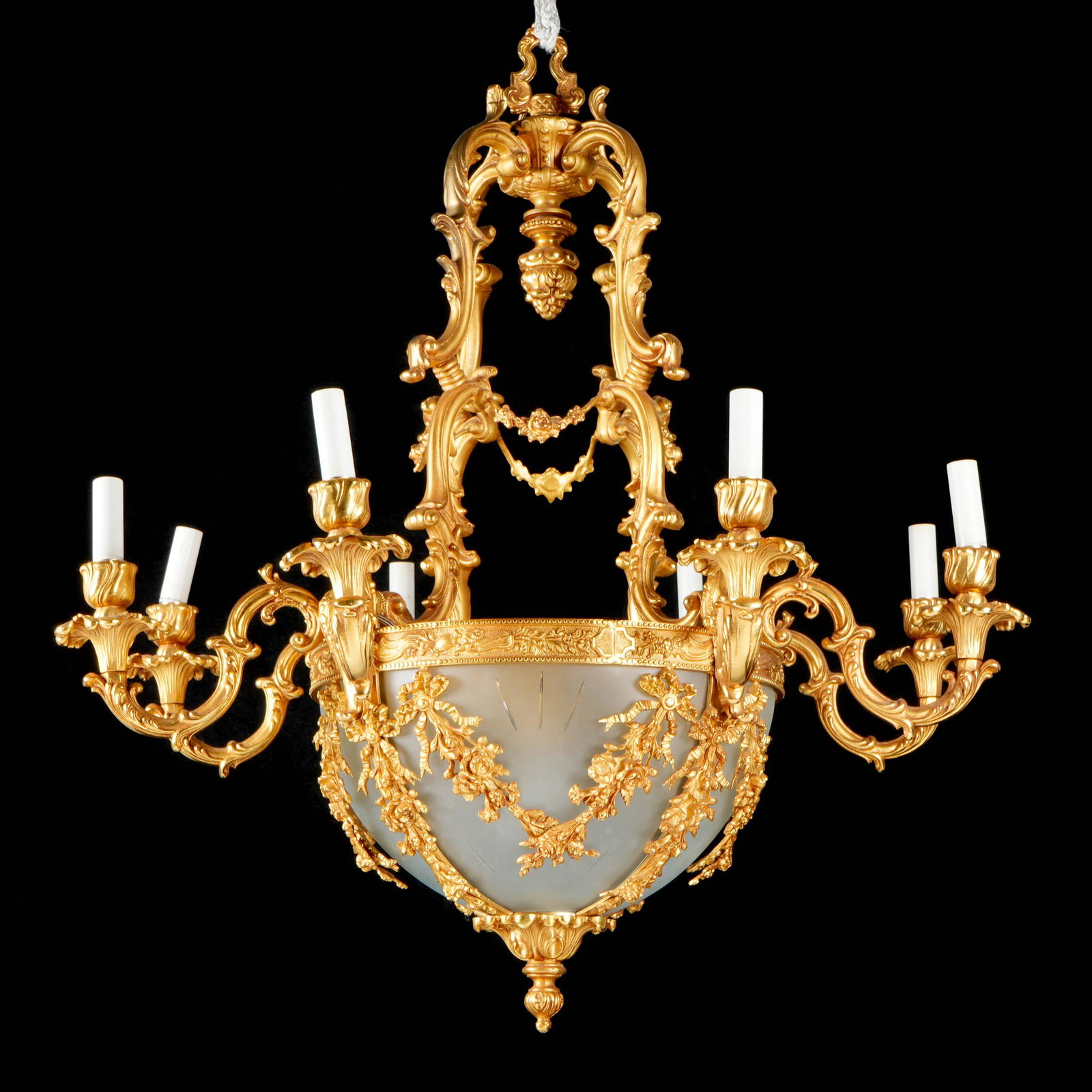 French Eight Arm Gilt Bronze Chandelier (1 of 6)