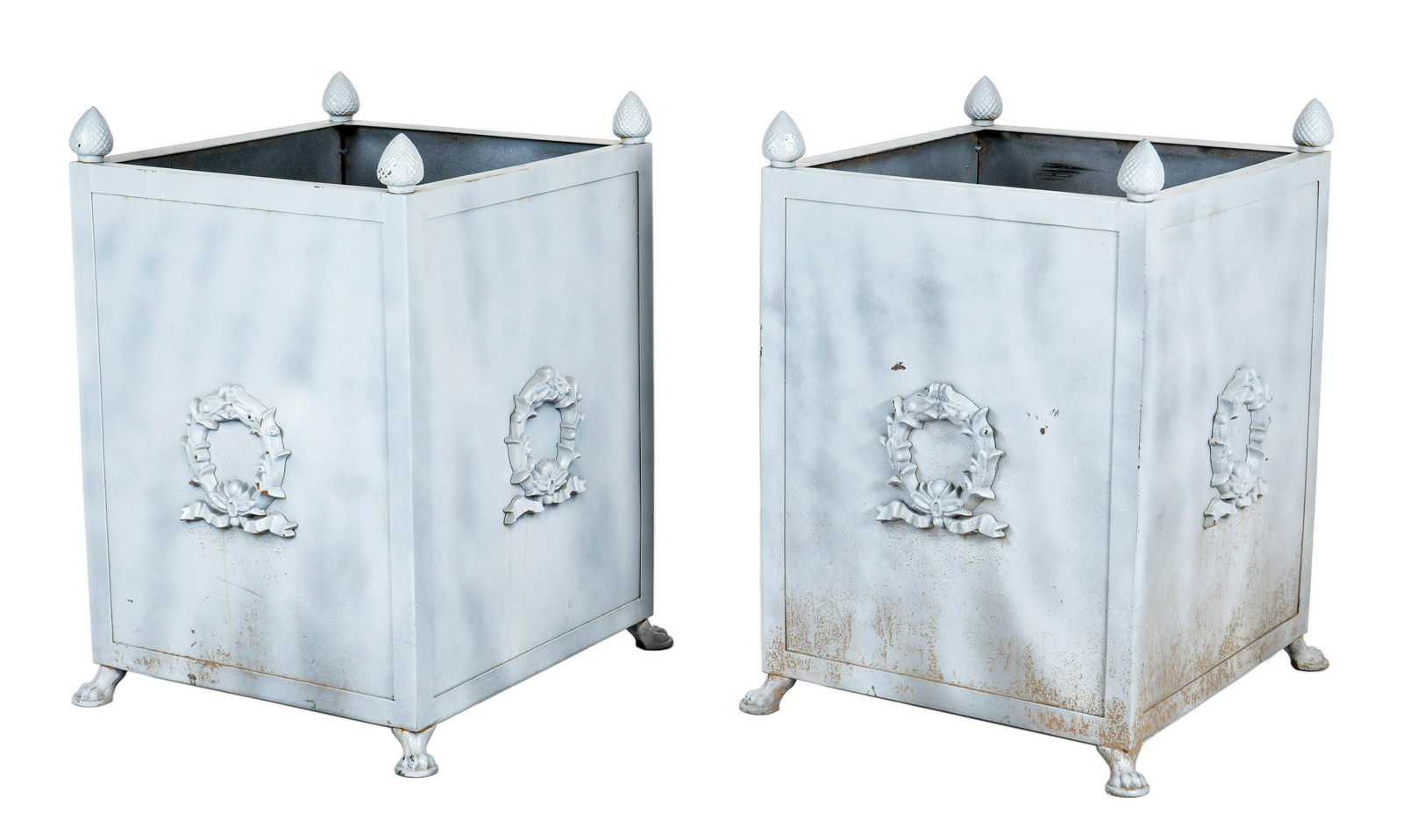 Pair Large French Style Heavy Grey Metal Planters (1 of 6)