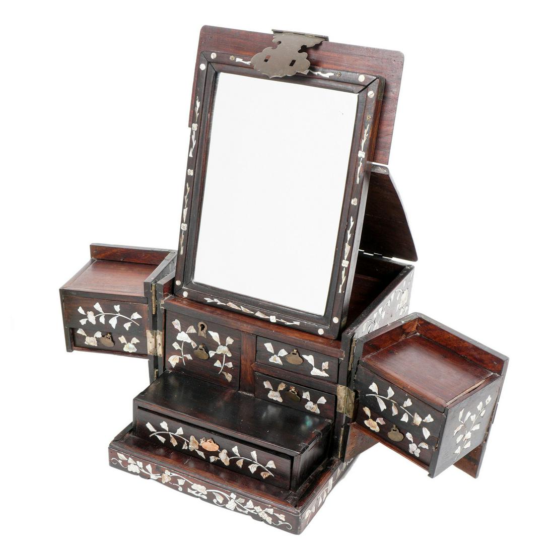 Chinese Mother of Pearl Inlaid Vanity Travel Box (1 of 11)