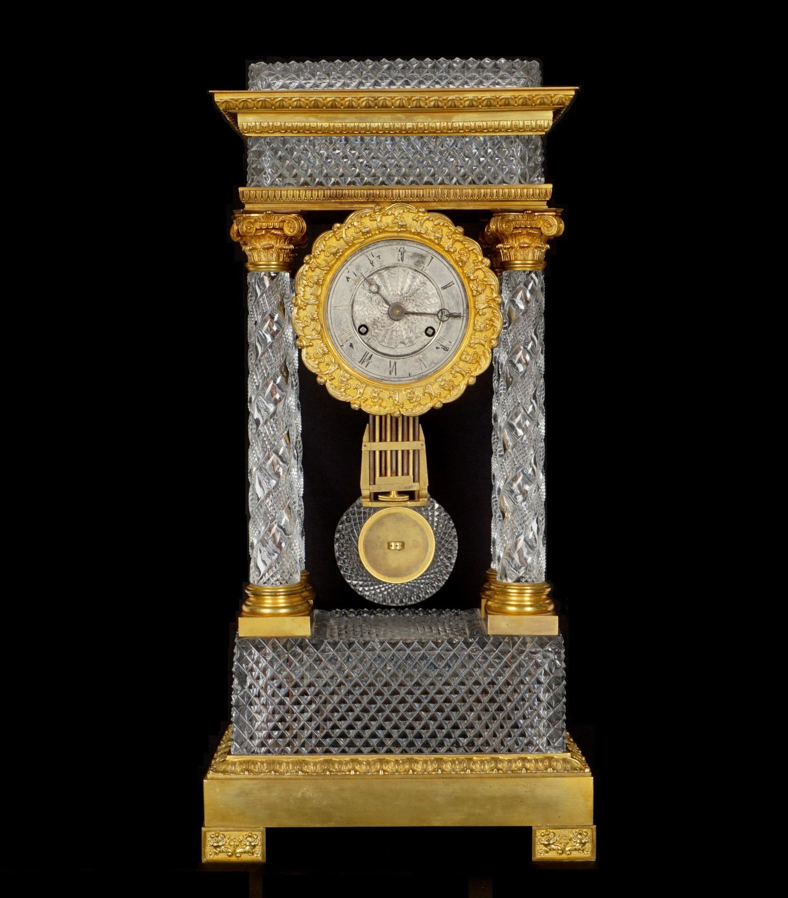 French Crystal & Bronze Dore Portico Mantle Clock (1 of 19)
