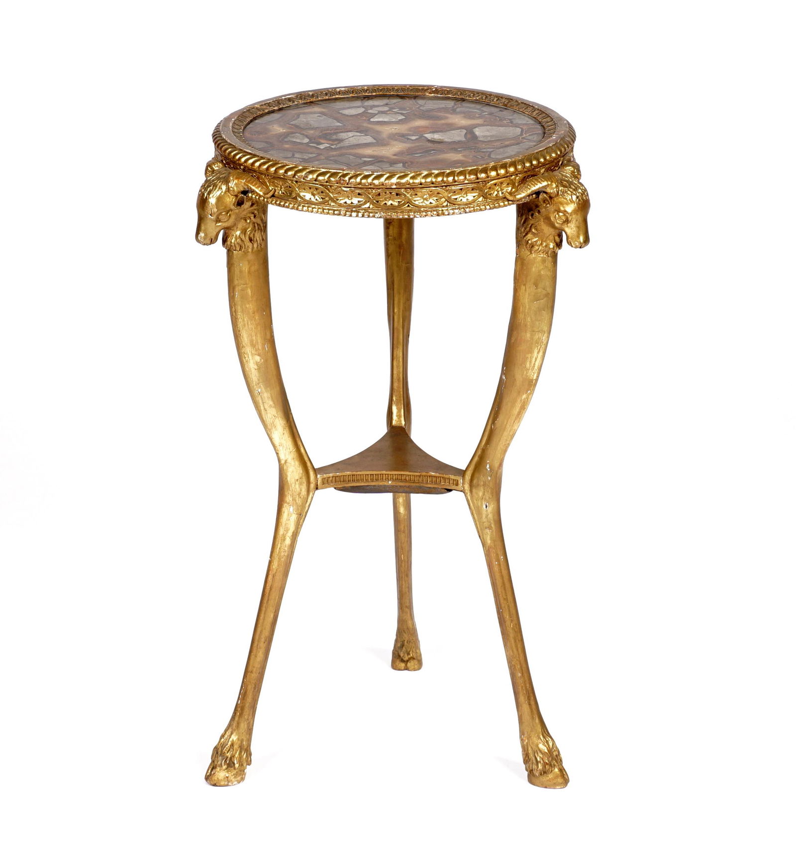 19th C. Gilt Wood Rams Head Septarian Stone Table (1 of 12)