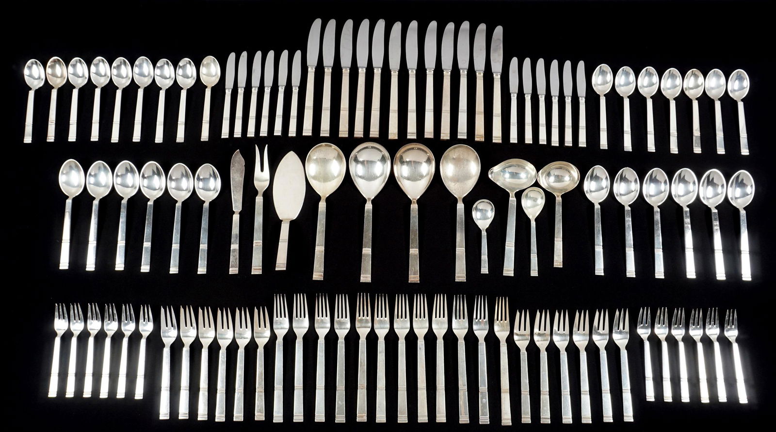 98 pc. H. Nils Danish Sterling Flatware Service (1 of 12)