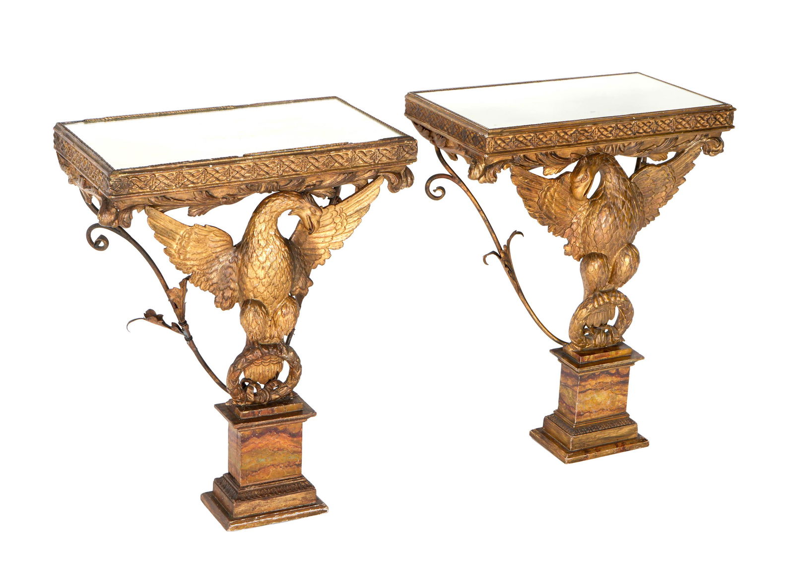 Pair Carved Giltwood Eagle Console Tables (1 of 10)