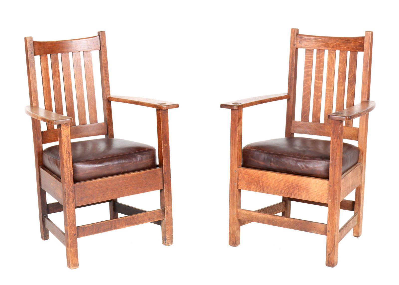 Pair Limbert Oak Arts & Crafts Arm Chairs (1 of 9)