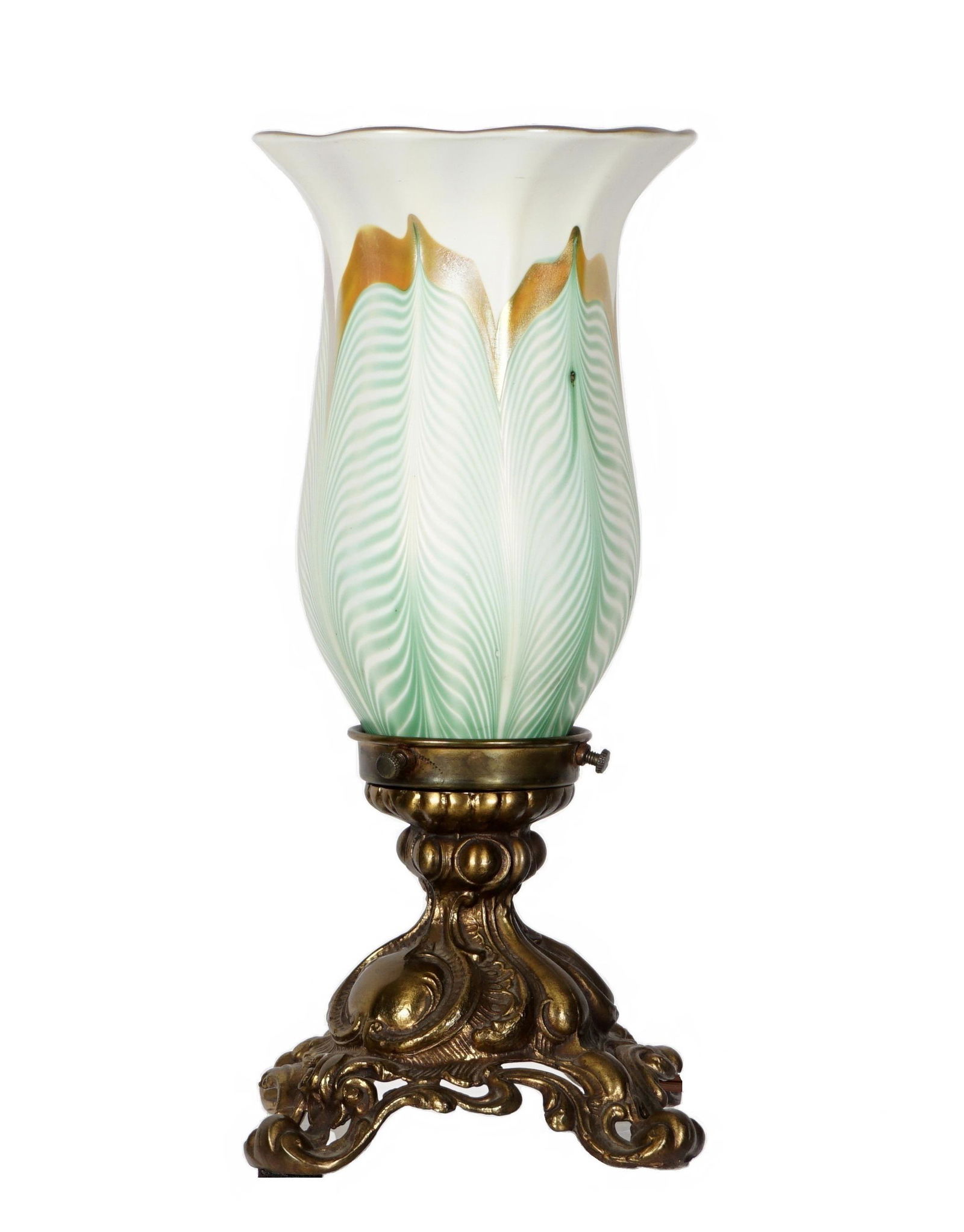 Gilt Bronze Lamp Base with Quezal Shade (1 of 15)